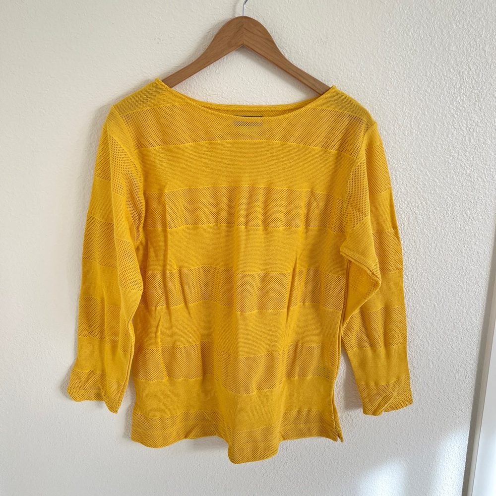 VINTAGE shirt / yellow mesh long sleeve ESPRIT top / size M